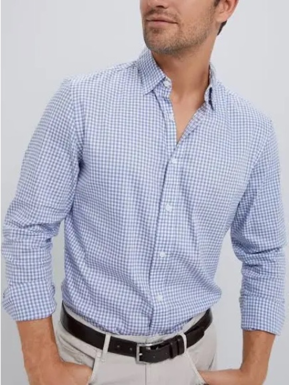 Faherty The Movement Shirt - Blue Gingham Button Down Long-Sleeve
